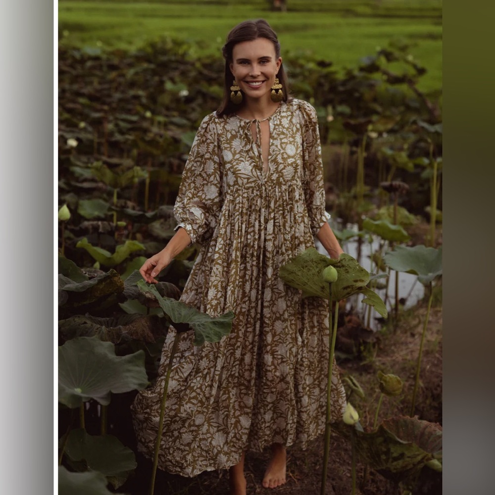 Daughters of India Kyra Maxi Dress in Olive